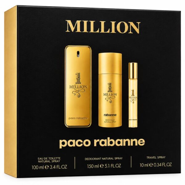 Paco Rabanne 1 Million Eau de Toilette Cofanetto Uomo 100 ml + Deodorante 150 ml + Travel Spray 10 ml