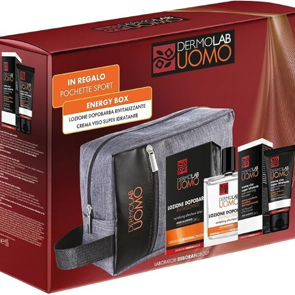 Dermolab Uomo Every Day Box – Kit Dopobarba, Crema Viso Gel e Pochette